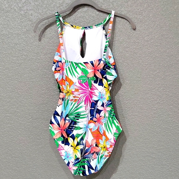 Ellen Tracy One piece Swimsuit swimwear Highneck tummy control padded bra size 8 - Picture 2 of 11